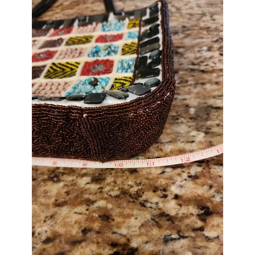 Barse‎ Womens Fully Beaded Square-hand Bag